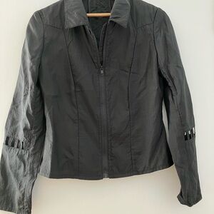 Vintage Black Women’s Zip-Front Jacket  with Details on the Sleeves